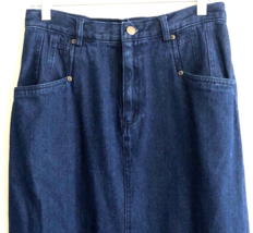 Y2K Denim Midi Maxi Pencil Skirt Size 29&quot; Chadwicks Dark Wash Jeans Back Slit - £18.07 GBP