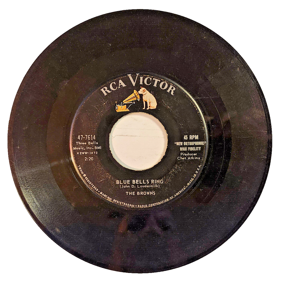 The Browns Scarlet Ribbons 7&quot; Vinyl Record 1959 RCA Victor 47-7614 DUSTIES - $0.98