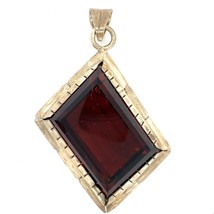 Vintage Sterling Silver Hallmarked Rare Modern Red Glass Stone Statement Pendant - £75.17 GBP