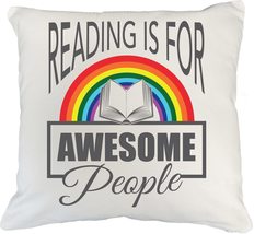 Reading Is For Awesome People. Cute Bookworm White Pillow Cover For Read... - £19.60 GBP+