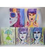 *MM) Lot of 5 Stretched Canvas Paintings 16&quot; x 20&quot; - £19.77 GBP