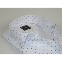 Men Shirt Hankie CASILA Turkey Cotton Blend 501850-01 White Blue Dots image 2