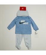 Nike Baby 3-Piece Set Top, Footed Pants &amp; Hat JDI Outfit 6M Psychic Blue - £17.53 GBP
