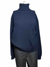 Theory Womens SMALL Cashmere Tight-Knit Long Sleeve Turtleneck Sweater Top Blue - £23.61 GBP