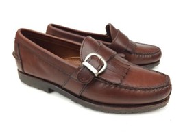 ALLEN EDMONDS Waterbury Loafers 7.5 D Brown Leather Monk Strap Buckle Shoes - £50.78 GBP