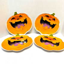 Halloween Pumpkin Shaped Melamine Kids Holiday Dinner 9 inch Plates Lot of 4 - £12.59 GBP