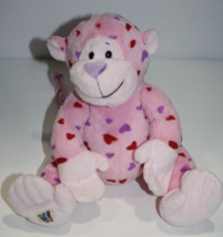 GANZ Webkinz Valentines Love Monkey 11&quot; Stuffed Pink Red Purple Hearts No Code - £8.49 GBP
