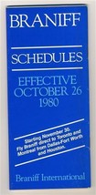 Braniff Airlines Schedule October 1980 Starting Fly Direct Toronto &amp; Mon... - £9.40 GBP