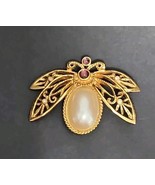 Avon Brooch Pin Butterfly Moth Faux Pearl Gold Tone - $18.50