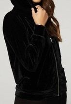 Chaser velvet long sleeve zip up hoodie TRUE BLACK - $27.00