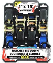1&quot; X 15&#39; 1,200 Lb. Polyester Ratcheting Tie Downs, 4 pack, Erickson 31415 - $29.79
