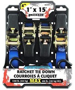1&quot; X 15&#39; 1,200 Lb. Polyester Ratcheting Tie Downs, 4 pack, Erickson 31415 - £23.46 GBP