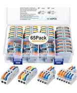 Gkeemars 65 Pcs Compact Splicing Wire Connectors Assortment Pack Lever, 12 - £30.48 GBP