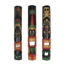 Zeckos Set of 3 Hand Carved 39 Inch Tall Island Style Polynesian Tiki Masks - £73.56 GBP