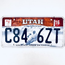 2016 United States Utah Greatest Snow On Earth Passenger License Plate C84 6ZT - £14.74 GBP