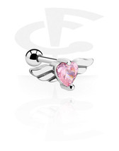 Angel wing pink heart cartilage stud - £9.46 GBP