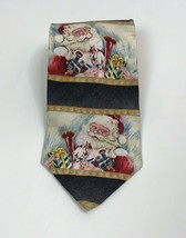 Vtg Christmas Tie Hallmark Santa Holiday festive Traditions Silk Novelty USA MMG - £11.83 GBP