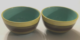 NANCY GREEN (2) Certified Intl Pinata Vintage Striped Turquoise Cereal Bowl 5.5&quot; - £11.26 GBP