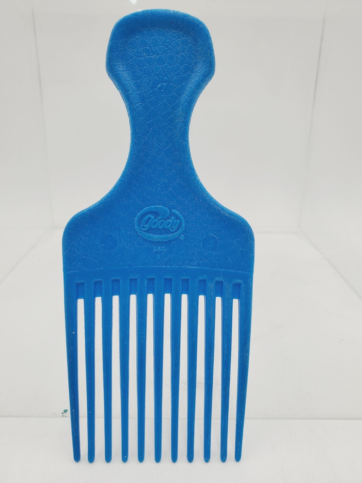 Lot Vintage Goody Hair Pick Plastic Blue Crocodile Textured 6.5" Comb 7" USA Item image 2
