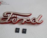 1940 Ford Ford Deluxe Script Side Hood Emblems Chrome Badge Red Accent - $34.97