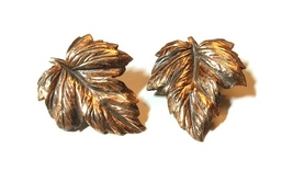Mid Century Copper Leaf Clip Earringd - £14.31 GBP