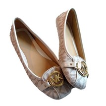 Michael Kors Fulton Gold Mk Logo Vanilla Signature Pvc Mocc ASIN S Flats Shoes - £38.20 GBP