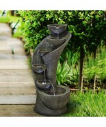 Water Fountain Outdoor Indoor Garden Outside Fountain with Light Patio Deck - $227.47