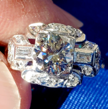 Earth mined Diamond Deco Engagement Ring 1.26 carat Vintage Platinum Solitaire 6 - $9,495.25