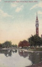 Lake and Tower Water Works Park Detroit Michigan MI Postcard 1911 - £2.23 GBP