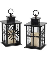 Glass Decoration Hanging Lantern With LED Flickering Candles Snow Flakes... - £18.36 GBP