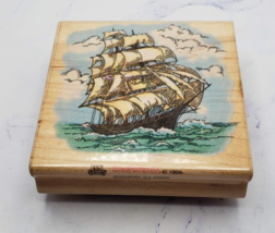 Stampendous Tall Sailing Ship Ocean Boat Wood Mounted Rubber Stamp Q026 - $9.89