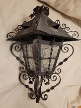 Vintage Mid-Century Spanish Gothic Wrought Iron Hanging Light Original G... - $229.08