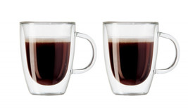 Coffee Insulated Mugs 12OZ Strong Double Wall Borosilicate Glass Bistro ... - £46.98 GBP