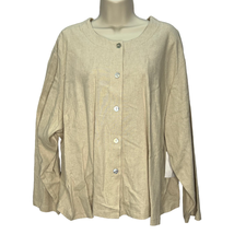 Coldwater Creek Linen Blend Button Up Top Beige Size 1X Plus Cardigan 3/... - £31.61 GBP