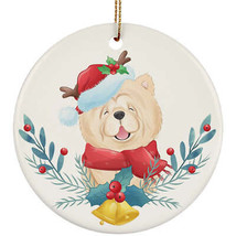 Cute Chow Chow Dog Round Ornament Christmas Gift Home Decor For Pet Puppy Lover - £11.82 GBP