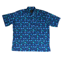F/X FUSION Shirt Adult Extra Large Blue Pineapple Print Camp Casual Outdoor Mens - £14.55 GBP