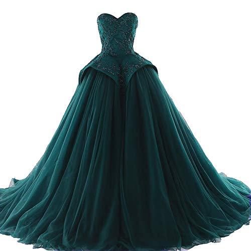 Kivary Beaded Lace Appliques Peplum Long Ball Gown Formal Prom Evening Dress Tea