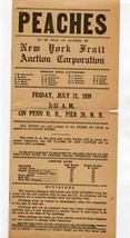 Peaches Auction Notice New York Fruit Auction Corporation 1939 Pennsylvania RR - £21.96 GBP