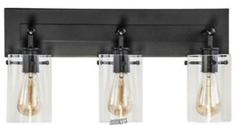 Brooklyn 21 in.3-Light Espresso Vanity Light with Clear Glass Shades Ham... - £56.77 GBP