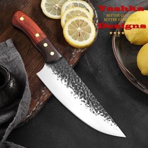 Chef Knife 7 Inch Hand Forged High Carbon Blade Butcher Kitchen Home Cooking - £29.52 GBP