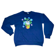 Cat Flower Water Pail Butterfly Jerzees Grandma Graphic Sweatshirt Medium New - £15.97 GBP