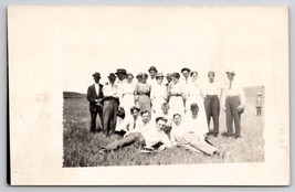 RPPC Group Young Men Ladies Afternoon Baseball Game Catcher Mitt Postcard R25 - £7.94 GBP