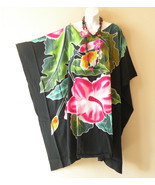 LT40 Floral Batik Midi 38&quot; Hand Painted Plus Women Kimono Kaftan Dress -... - $29.90