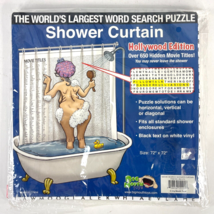 Word Search Crossword Shower Curtain Hollywood Edition 650 Movie Titles 72x72 - £18.98 GBP