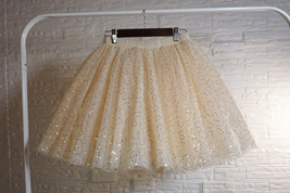 A-line Champagne Sparkle Tulle Skirt Women Girl Plus Size Mini Tulle Skirt image 7