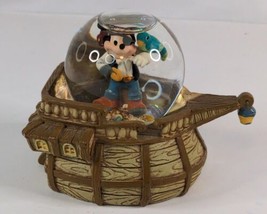 Disney Mickey Mouse Small Snow Globe Pirate Ship Rare 3&quot; Disney Collector  - £12.73 GBP