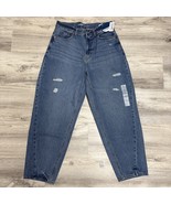 Old Navy Jeans Womens 8 Extra High Rise Balloon Stone Wash Distressed Denim - $536.22 MXN