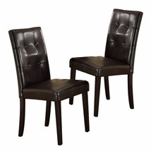 Set of 2 Chairs Breakfast Dining Dark Brown PU / Faux Leather Tufted - £182.11 GBP