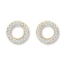 0.15Ct Round Cut Cubic Zirconia 14k Yellow Gold Plated Open Circle Stud Earrings - £22.00 GBP