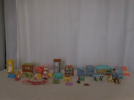 Fisher Price LOT Loving Family Mattel Doll House  Figures  Furniture vtg... - $40.61